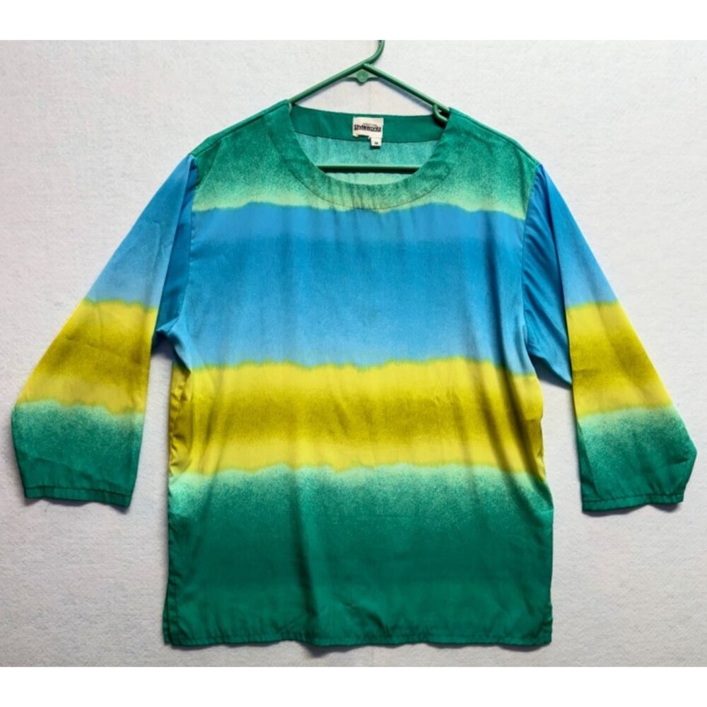 Newport News Styleworks Tie-Dye Long Sleeve Crew Neck Shirt Top Tee Size Medium